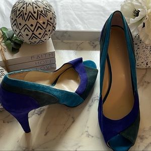 Nine West Women’s Color Block Peep Toe Pump Size:11